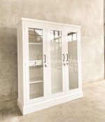 Almari Baju Lemari Pakaian Kaca Bening Pintu 3 Duco Putih RKJ-LMP 07 - Image 5