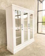 Almari Baju Lemari Pakaian Kaca Bening Pintu 3 Duco Putih RKJ-LMP 07 - Image 4