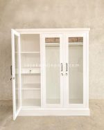 Almari Baju Lemari Pakaian Kaca Bening Pintu 3 Duco Putih RKJ-LMP 07 - Image 3