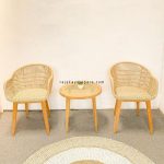 Inspirasi Set Kursi Teras Minimalis Kayu Jati Kombinasi Rotan RKJ-STRS 06 - Image 2