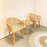 Inspirasi Set Kursi Teras Minimalis Kayu Jati Kombinasi Rotan RKJ-STRS 06 - Image 3