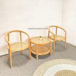 Katalog Set Kursi Teras Minimalis Kayu Jati Kombinasi Rotan RKJ-STRS 04