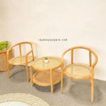 Katalog Set Kursi Teras Minimalis Kayu Jati Kombinasi Rotan RKJ-STRS 04 - Image 3
