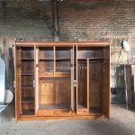 Lemari Pakaian Cermin Pintu 5 Kayu Jati Modern Minimalis RKJ-LMP 05 - Image 2