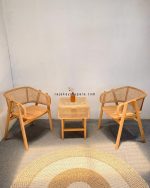 Mebel Jepara Set Kursi Teras Minimalis Kayu Jati Kombinasi Rotan RKJ-STRS 05 - Image 4