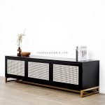 Modern Buffet Meja TV Furniture Minimalis Kayu Jati Kombinasi Rotan RKJ-BUFTV 04 - Image 2