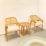 Set Kursi Teras Minimalis Kayu Jati Kombinasi Rotan RKJ-STRS 01