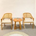 Set Kursi Teras Minimalis Kayu Jati Kombinasi Rotan RKJ-STRS 01 - Image 2