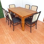 Set Meja Kursi Makan Minimalis Kayu Jati Kombinasi Rotan Model Terbaru RKJ-SMKM 08 - Image 2