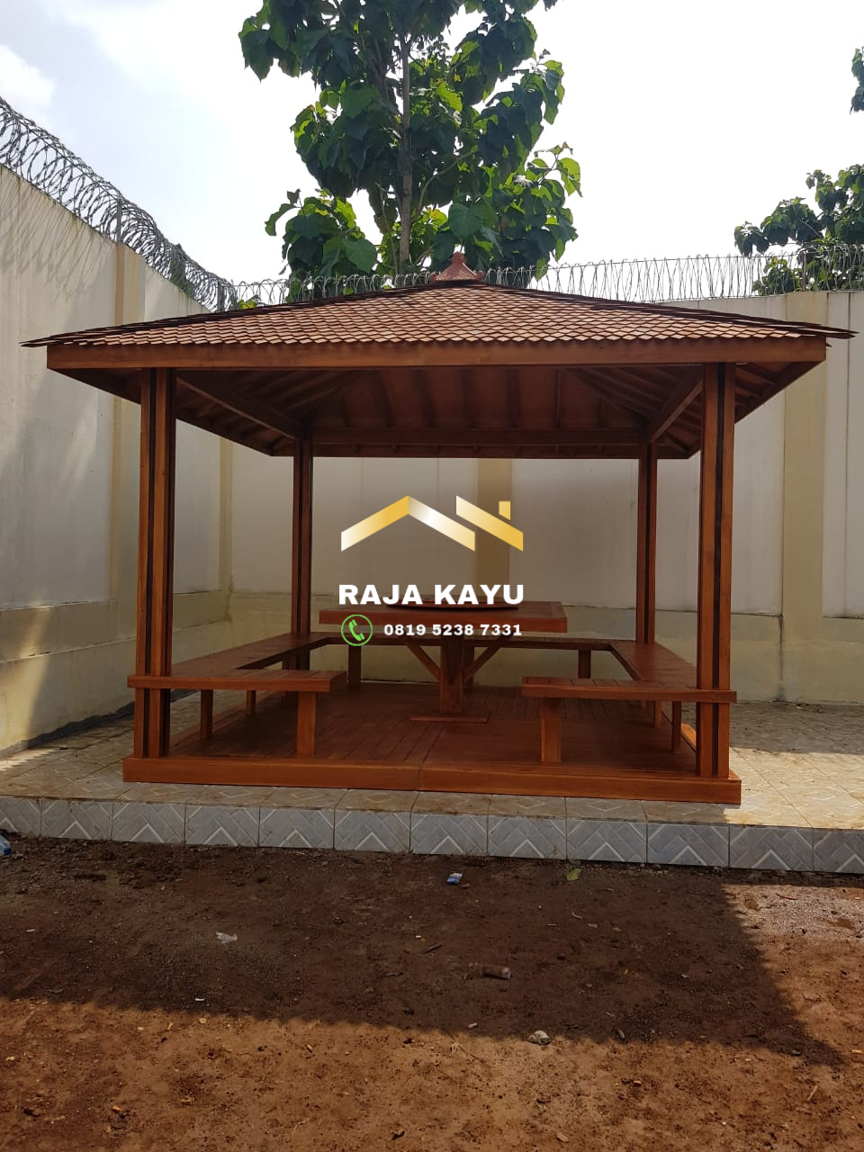 Desain tanpa judul - 2023-08-24T064606.711 Jual Gazebo Minimalis Kayu Jati RKJ-GZO 13 - Image 1