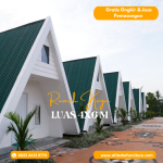 Rumah Segitiga Minimalis Kayu Mahoni