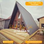 Rumah Segitiga Kayu Jati Minimalis Modern