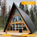 Rumah Segitiga Minimalis Kayu Jati