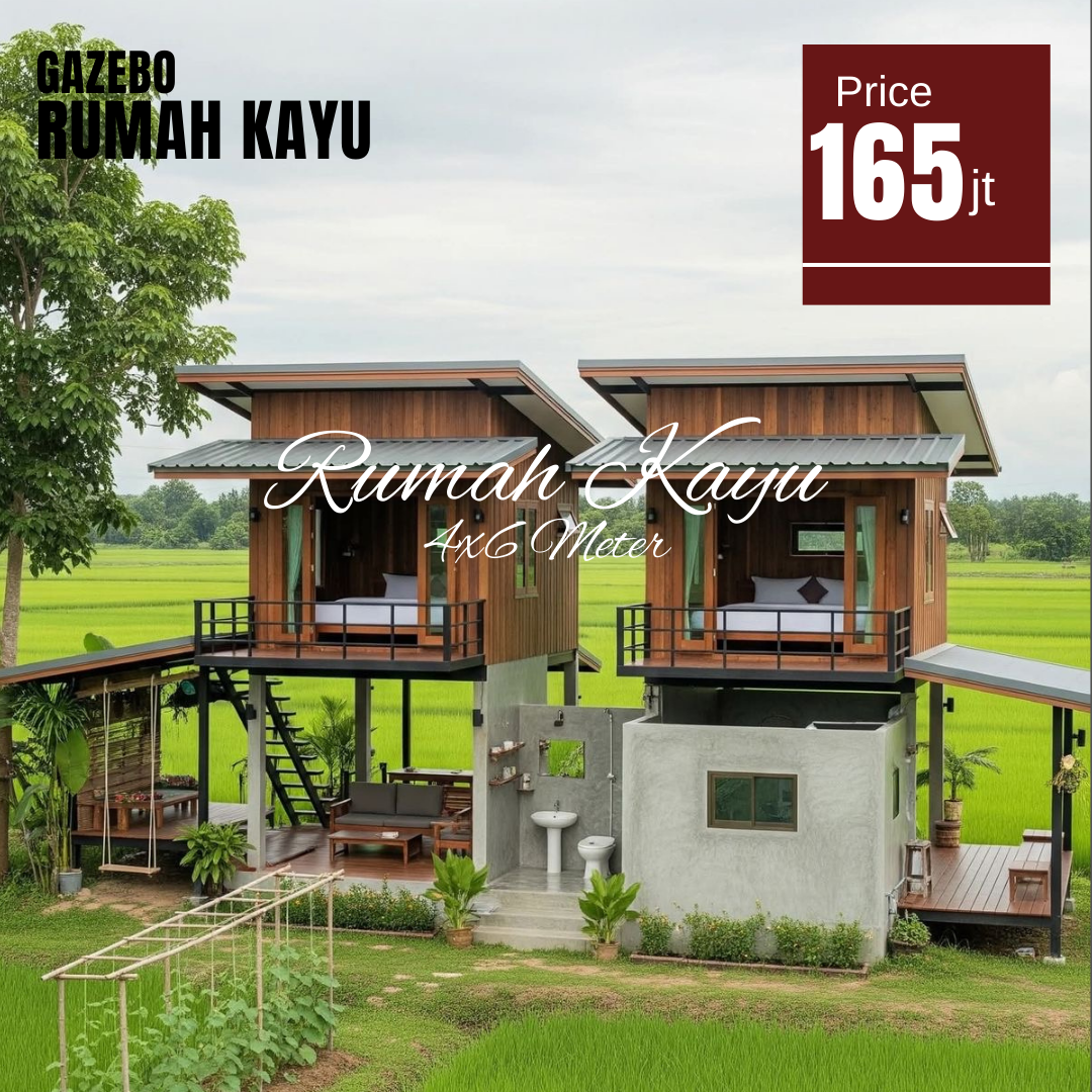 Abu Abu Inspirasi Desain Moderen Furniture Instagram Post Rumah Cabin Kayu Minimalis Modern | Rumah Glamping Kayu - Image 1