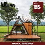 Rumah Glamping Segitiga Kayu Jati Minimalis Modern Roftop