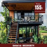 Rumah Glamping Kayu Jati Minimalis Modern Tingkat