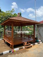 Jual Gazebo Kayu Jati | Gazebo Minimalis Atap Sirap Ulin - Image 3