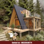 Rumah Glamping Kayu Jati | Rumah Segitiga Kayu Jati