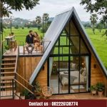 Rumah Segitiga Kayu Jati | Rumah Kayu Minimalis Modern