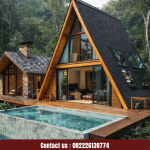 Rumah Segitiga Kayu Jati Minimalis Modern