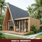 Jual Rumah Kayu Segitiga | Rumah Kayu Minimalis Modern