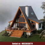 Jual Rumah Segitiga Kayu Jati Minimalis Modern