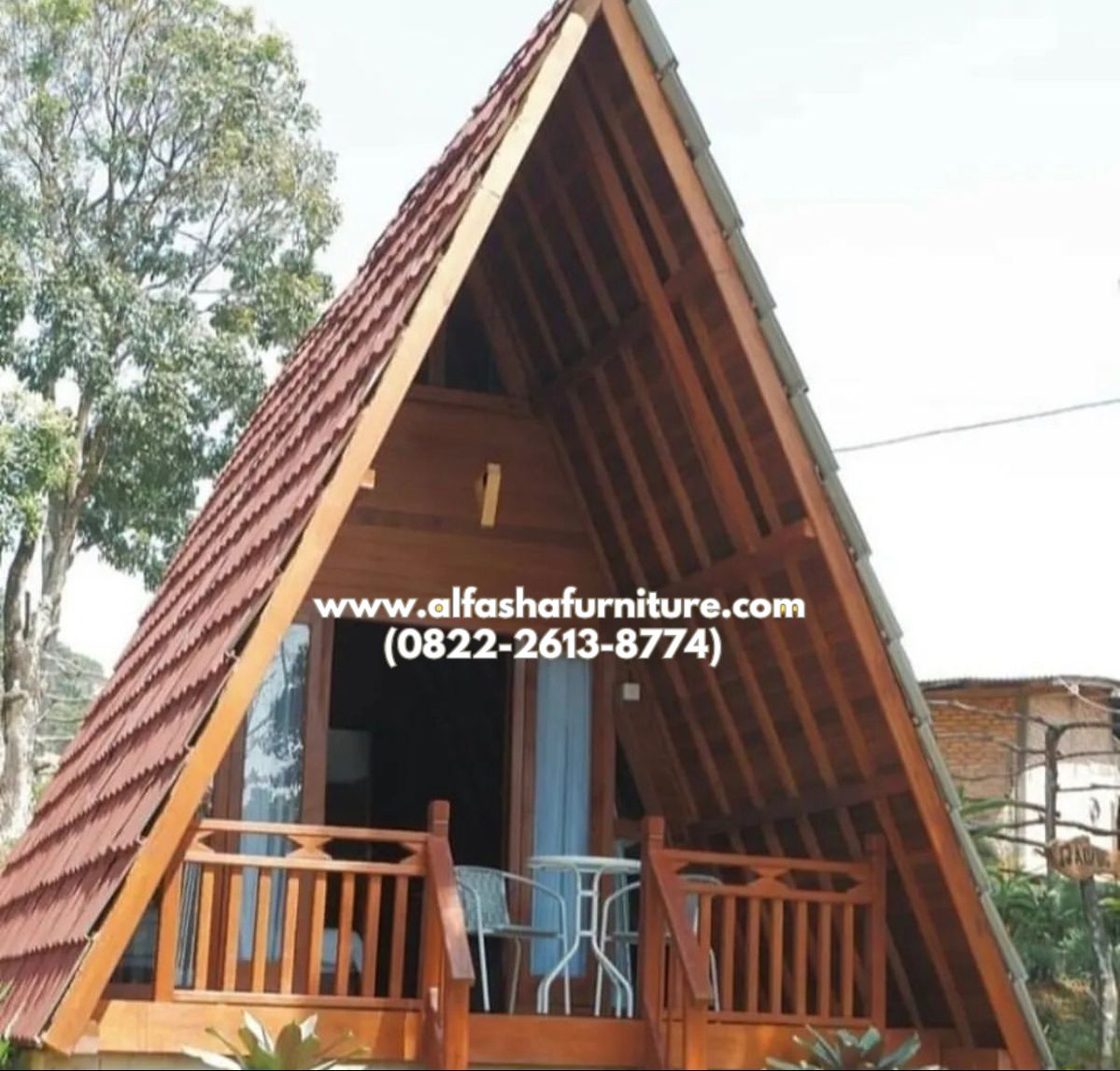 b4359e16c1ba45276e41360daeca93f1 Rumah Segitiga Minimalis Kayu Jati Jepara Berkualitas - Image 1