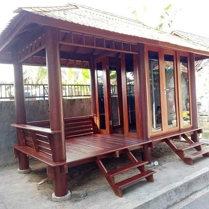 58c297bf606984a94f7b5148f4568bf2 Jual Gazebo Kayu Jati Minimalis Modern Kaca - Image 1