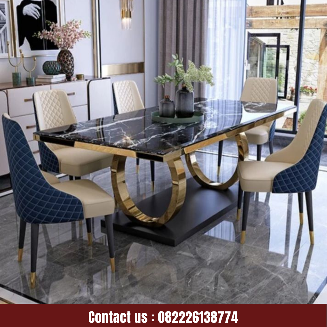 Abu Abu Inspirasi Desain Moderen Furniture Instagram Post (37) Meja Makan Marmer Minimalis 6 Kursi Desain Luxury Modern - Image 1