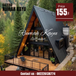 Rumah Kayu Segitiga Minimalis Modern Kayu Jati Harga Terjangkau