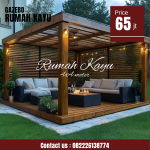 Jual Gazebo Taman Kayu Jati Modern Minimalis Desain Elegan