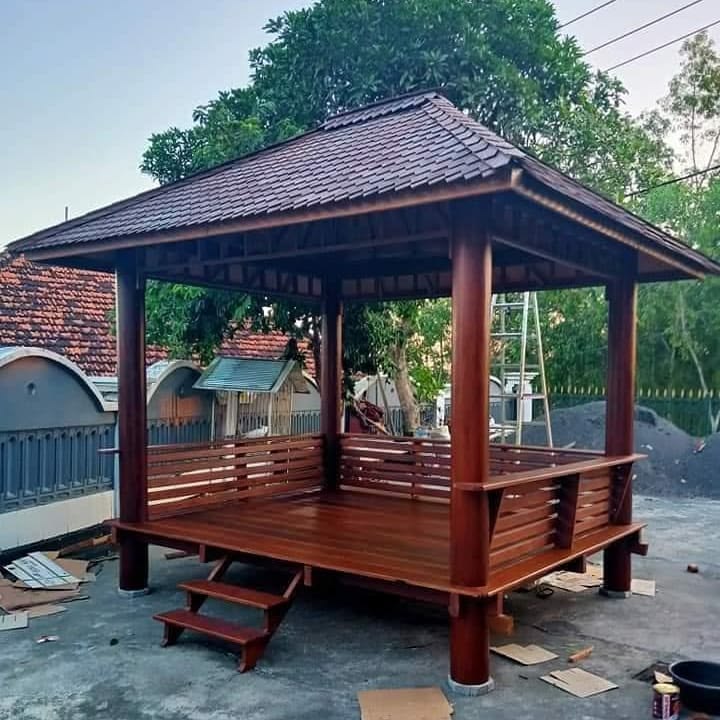 b5109f74042b55c2a5d8f547fd6635b3 Jual Gazebo Taman Kayu Jati Berkualitas Premium Harga Terbaik - Image 1