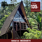 Rumah Segitiga Cabin Kayu A-Frame Minimalis Kaca Panoramic